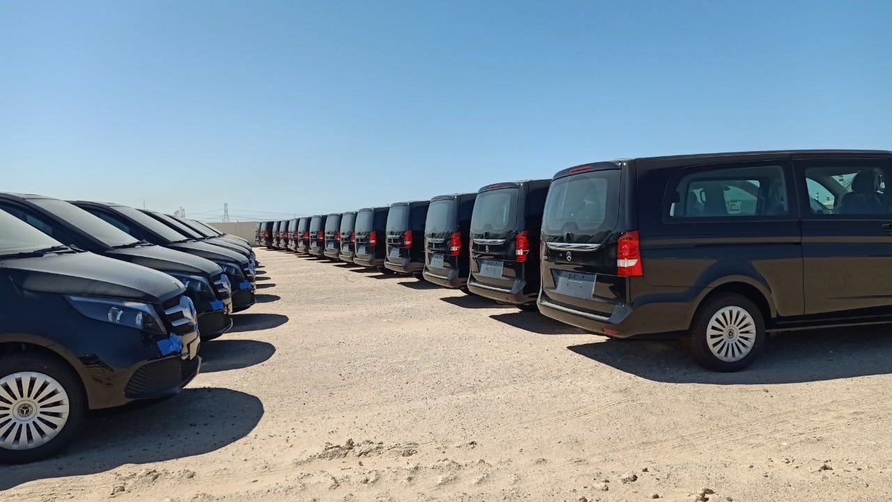 Chauffeur-driven vehicles prepared for a sporting event in the UAE